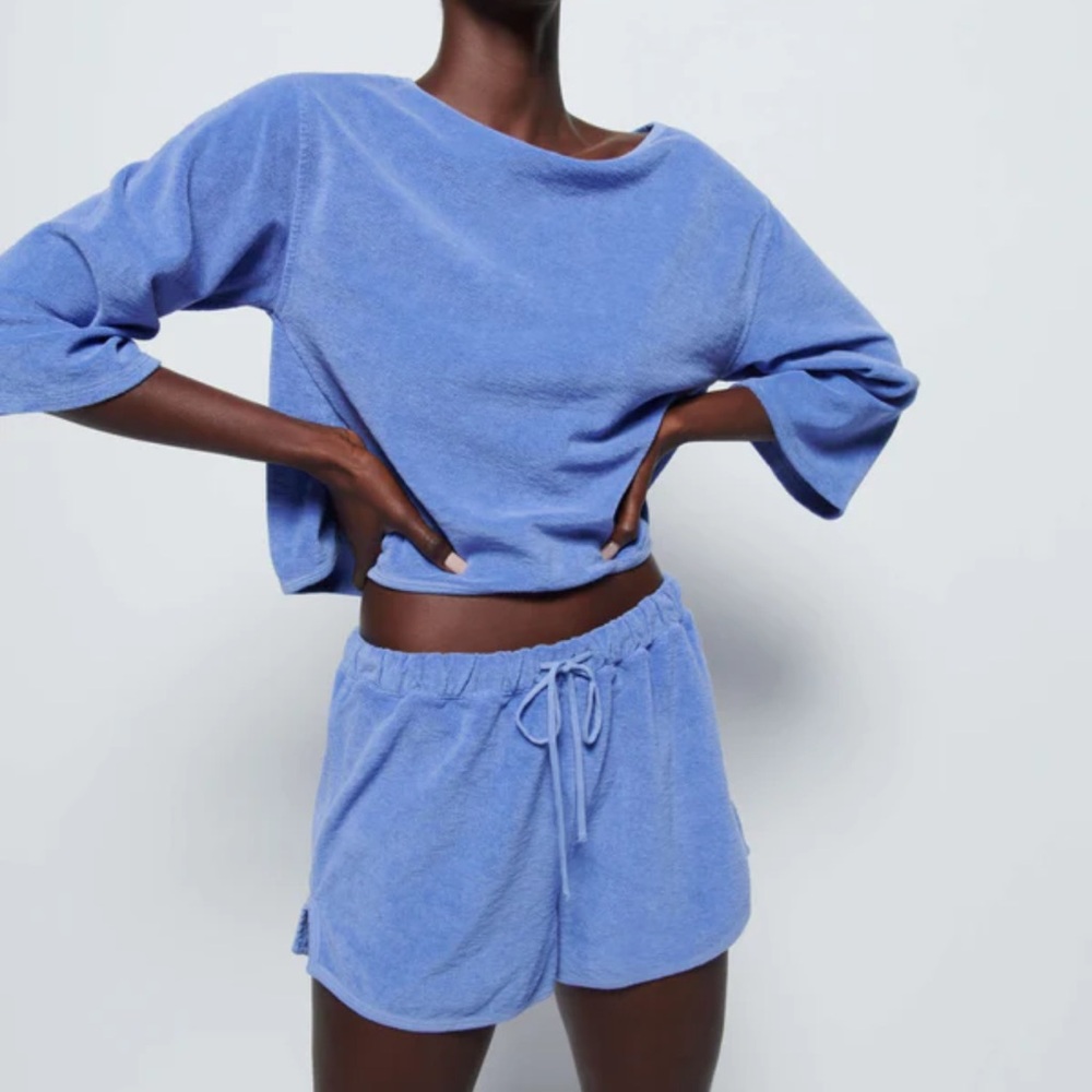 NWT Nation LTD Blue Wedgewood Fern Shorts with Elastic Waistband